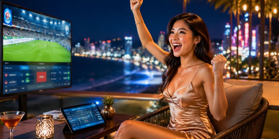 Người dùng tận hưởng giải trí casino trực tuyến tại bãi biển Đà Nẵng lúc hoàng hôn
