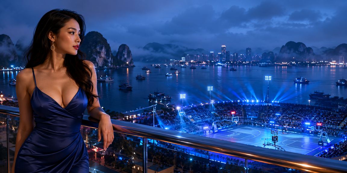 Người tham gia lễ hội tại Hạ Long vừa theo dõi kết quả bóng rổ qua điện thoại